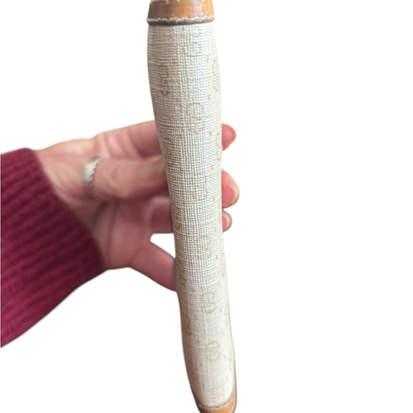 Gucci GG Monogram Snap Kiss Lock Wallet Tan Leather Trim Made in Italy Vintage - Picture 11 of 15